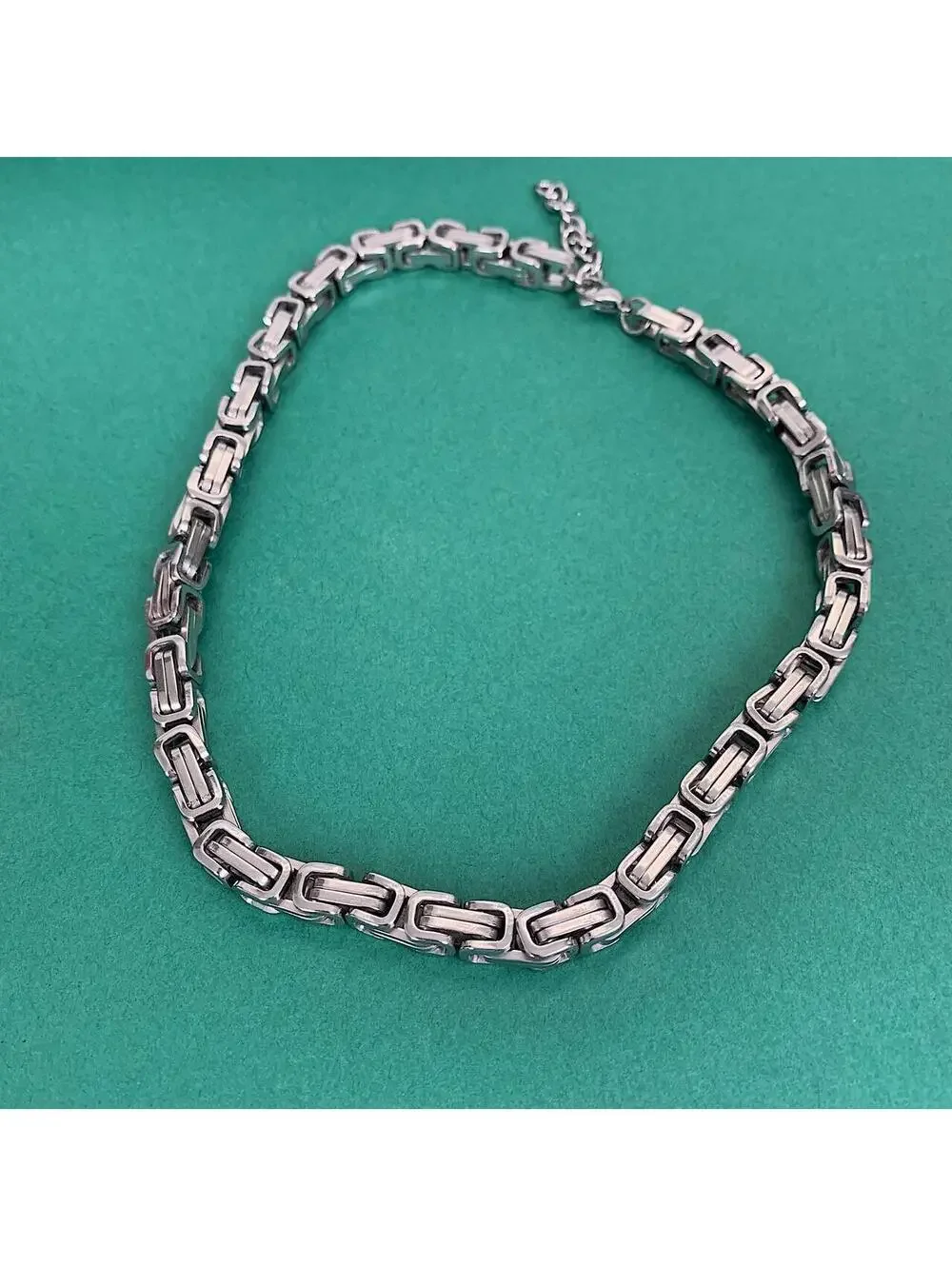 Y2k Cyber Punk style Silver stainless steel interlocked link chain necklace.